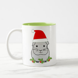 christmas santa guinea pig Two-Tone coffee mug
