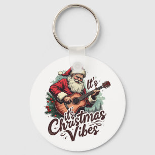 Christmas Santa Guitar Player - Rockin Around the Key Ring