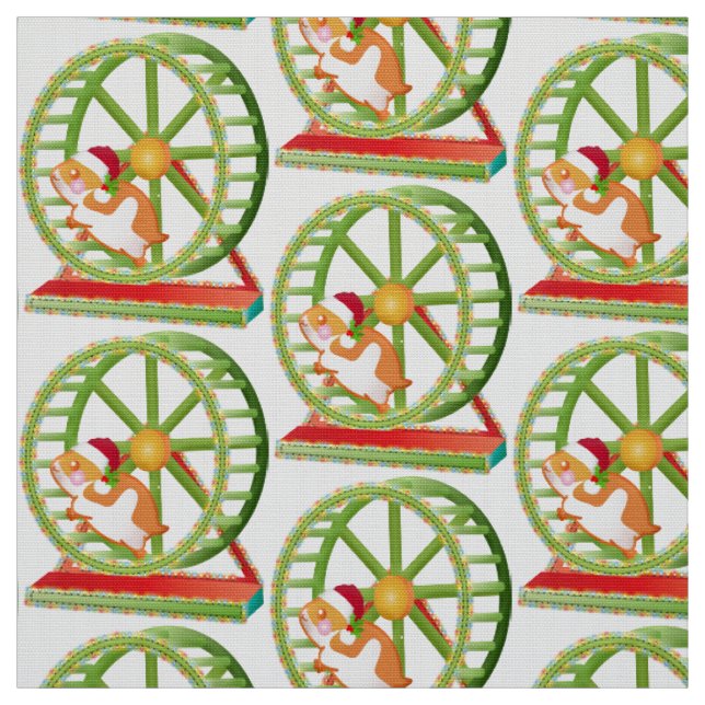 christmas santa hamster fabric (Swatch)