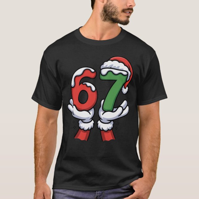 Christmas Santa Hand 67 6 7  T-Shirt (Front)