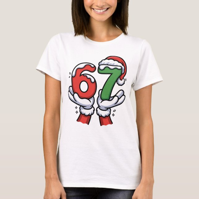 Christmas Santa Hand 67 6 7  T-Shirt (Front)