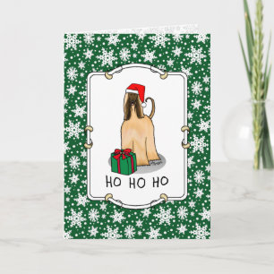 Christmas Santa Hat Afghan Hound Dog Fawn Cute Card