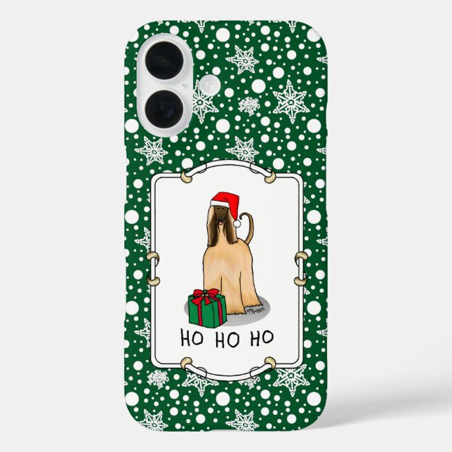 Christmas Santa Hat Afghan Hound Dog Fawn Cute Case-Mate iPhone Case (Back)