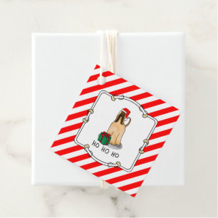 Christmas Santa Hat Afghan Hound Dog Fawn Cute Favour Tags