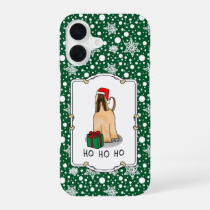 Christmas Santa Hat Afghan Hound Dog Fawn Cute iPhone 16 Case