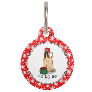 Christmas Santa Hat Afghan Hound Dog Fawn Cute Pet Tag