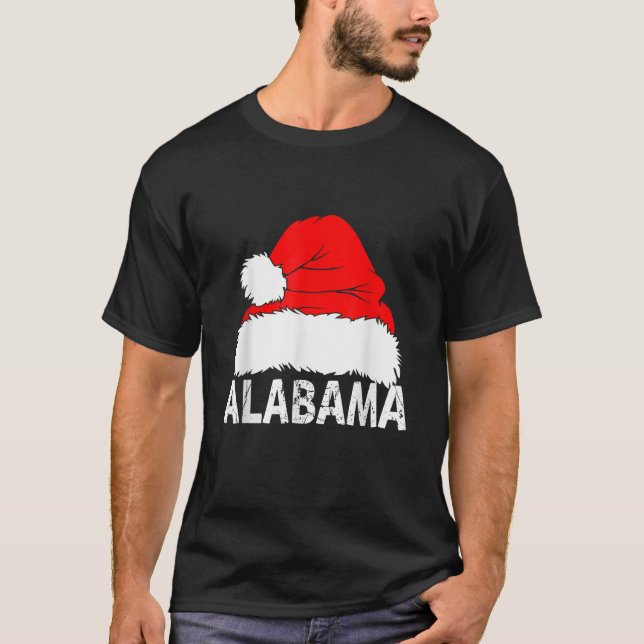 Christmas Santa Hat Alabama State Lover Family Mat T-Shirt (Front)