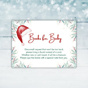 Christmas Santa Hat Baby Shower Books for Baby Enclosure Card