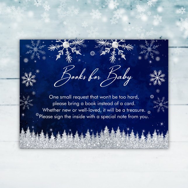 Christmas Santa Hat Baby Shower Books for Baby Enclosure Card (Blue Winter Snowflakes Baby Shower Books for Baby Enclosure Card)