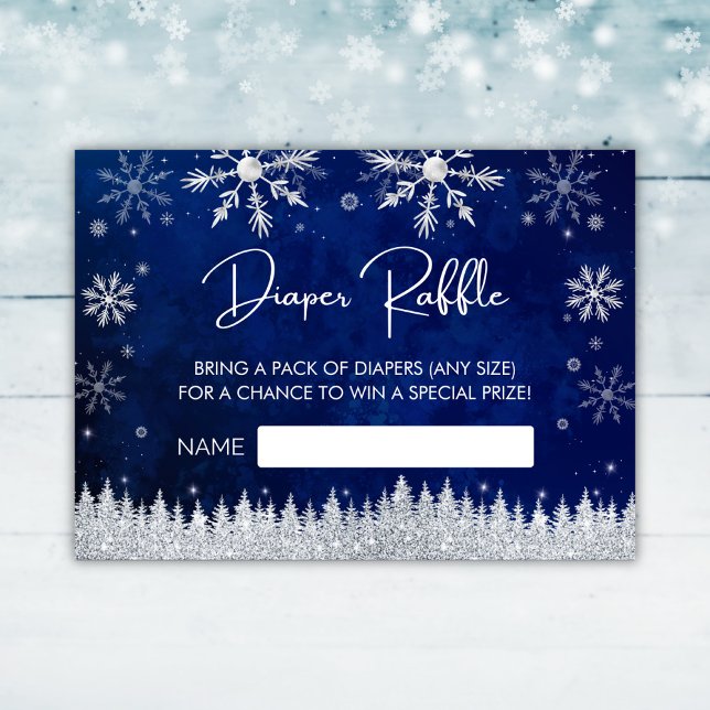 Christmas Santa Hat Baby Shower Diaper Raffle Enclosure Card (Blue Winter Snowflakes Baby Shower Diaper Raffle Enclosure Card)