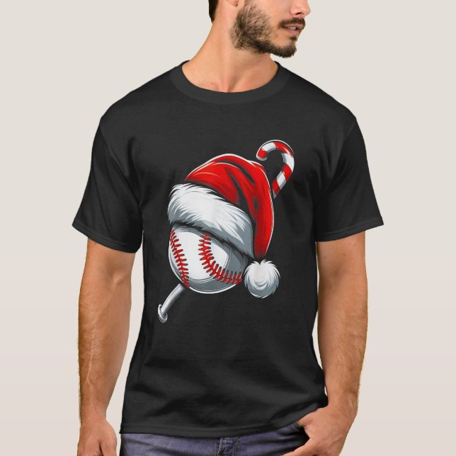 Christmas Santa Hat Baseball Matching Family Pajam T-Shirt (Front)