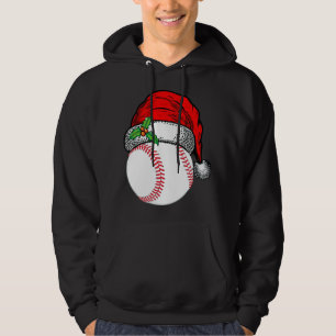 Christmas Santa Hat Baseball Sport Funny Gift Hoodie