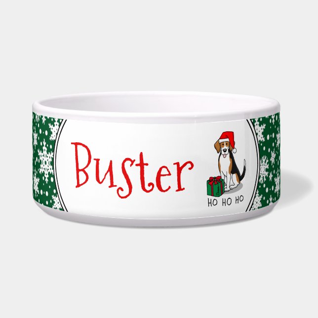 Christmas Santa Hat Beagle (tri colour 3) Dog Cute (Front)