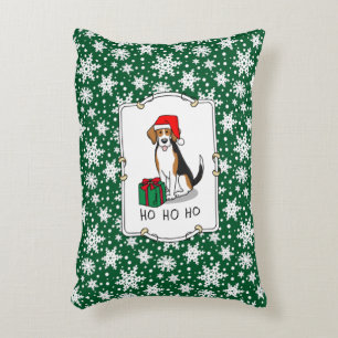 Christmas Santa Hat Beagle (tri colour 3) Dog Cute Decorative Cushion