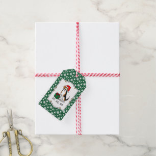 Christmas Santa Hat Beagle (tri colour 3) Dog Cute Gift Tags