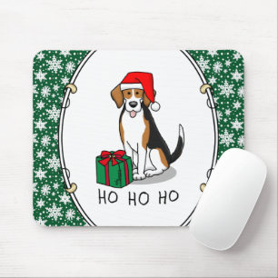 Christmas Santa Hat Beagle (tri colour 3) Dog Cute Mouse Mat