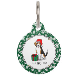 Christmas Santa Hat Beagle (tri colour 3) Dog Cute Pet Tag