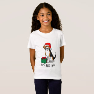 Christmas Santa Hat Beagle (tri colour 3) Dog Cute T-Shirt