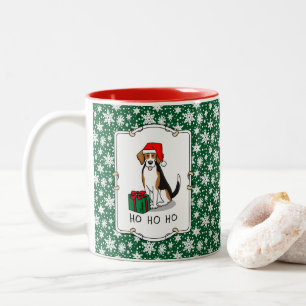 Christmas Santa Hat Beagle (tri colour 3) Dog Cute Two-Tone Coffee Mug