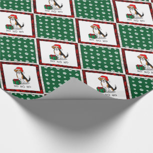 Christmas Santa Hat Beagle (tri colour 3) Dog Cute Wrapping Paper