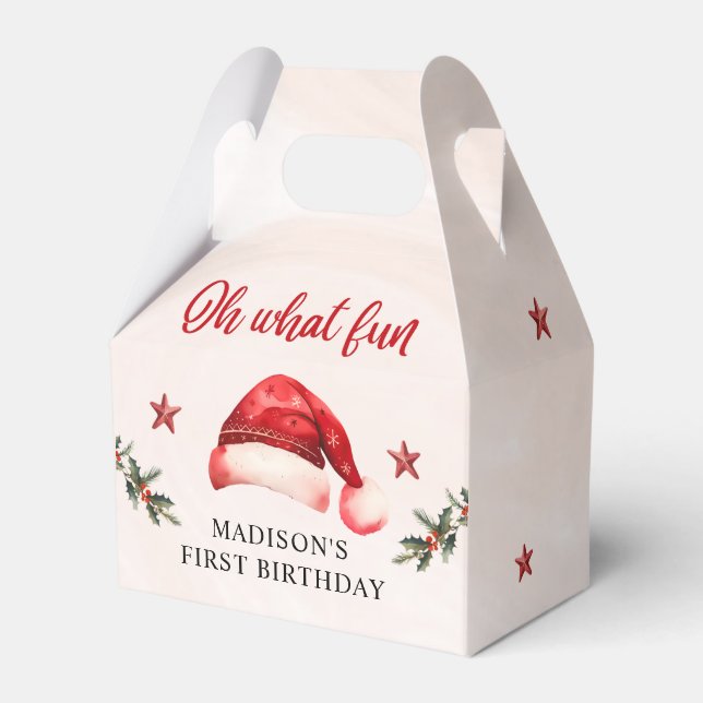 Christmas Santa Hat Birthday Party Favour Box (Front Side)