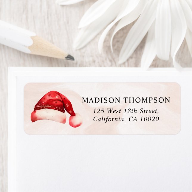 Christmas Santa Hat Birthday Party Return Address (Insitu)