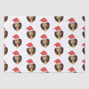 Christmas Santa Hat, Black Woman, Natural Hair Tissue Paper