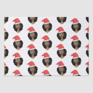 Christmas Santa Hat, Black Woman, Natural Hair Tissue Paper