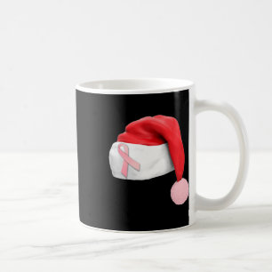 Christmas Santa Hat Breast Cancer Awareness Coffee Mug