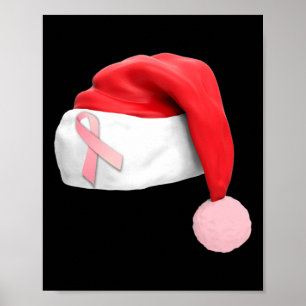 Christmas Santa Hat Breast Cancer Awareness Poster
