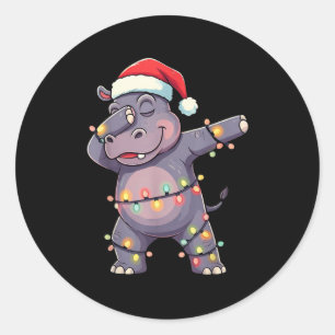 Christmas Santa Hat Dabbing Hip Xmas Lights Dab Gi Classic Round Sticker
