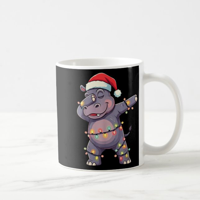 Christmas Santa Hat Dabbing Hip Xmas Lights Dab Gi Coffee Mug (Right)
