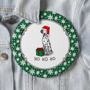 Christmas Santa Hat Dalmatian Dog (black 1) Cute 6 Cm Round Badge