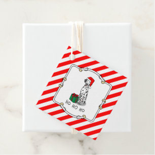 Christmas Santa Hat Dalmatian Dog (black 1) Cute Favour Tags