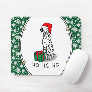 Christmas Santa Hat Dalmatian Dog (black 1) Cute Mouse Mat