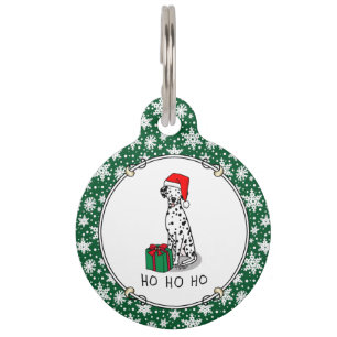 Christmas Santa Hat Dalmatian Dog (black 1) Cute Pet Tag