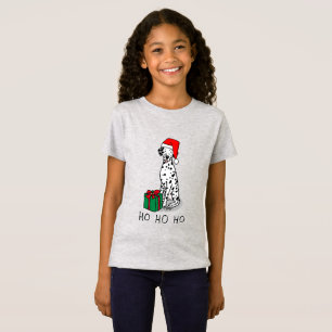 Christmas Santa Hat Dalmatian Dog (black 1) Cute T-Shirt