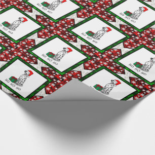 Christmas Santa Hat Dalmatian Dog (black 1) Cute Wrapping Paper