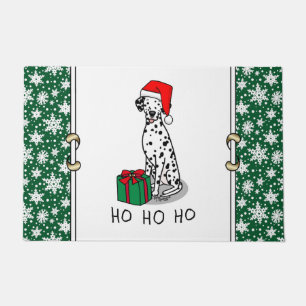 Christmas Santa Hat Dalmatian Dog (black 1) Fun Doormat
