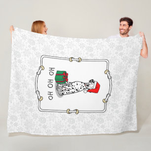 Christmas Santa Hat Dalmatian Dog (black 1) Fun Fleece Blanket