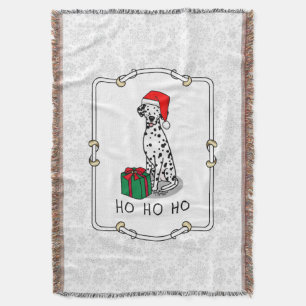 Christmas Santa Hat Dalmatian Dog (black 1) Fun Throw Blanket