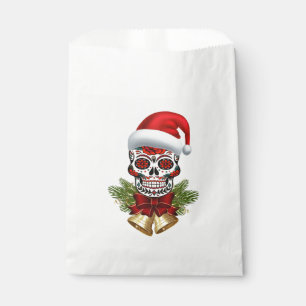 Christmas Santa Hat Day Of The Dead Sugar Skull Favour Bags