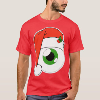 Christmas Santa Hat Eyeball Green Iris T-Shirt