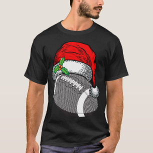 Christmas Santa Hat Football Sport Funny Gift T-Shirt