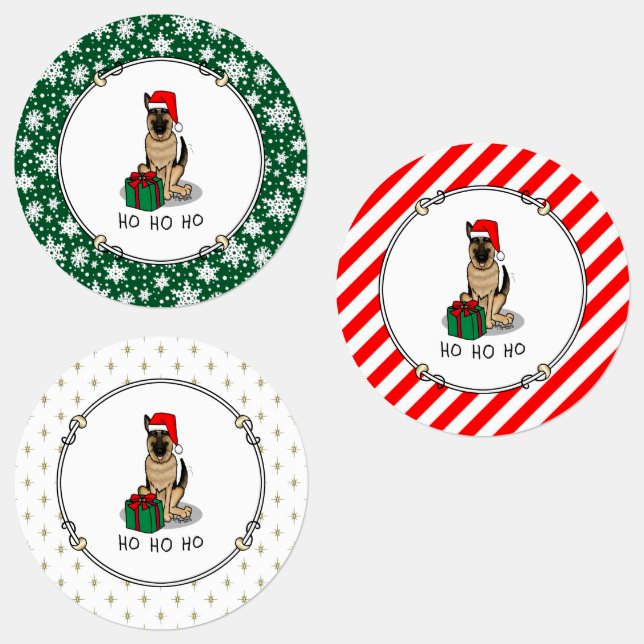 Christmas Santa Hat German Shepherd Dog Cute (Group)
