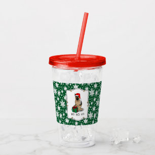 Christmas Santa Hat German Shepherd Dog Cute Acrylic Tumbler
