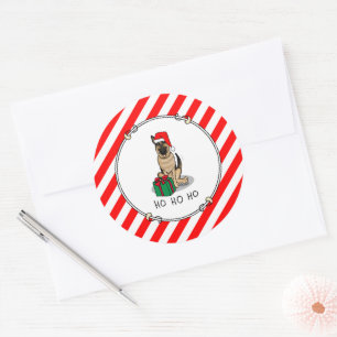 Christmas Santa Hat German Shepherd Dog Cute Classic Round Sticker