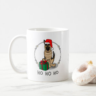 Christmas Santa Hat German Shepherd Dog Cute Coffee Mug