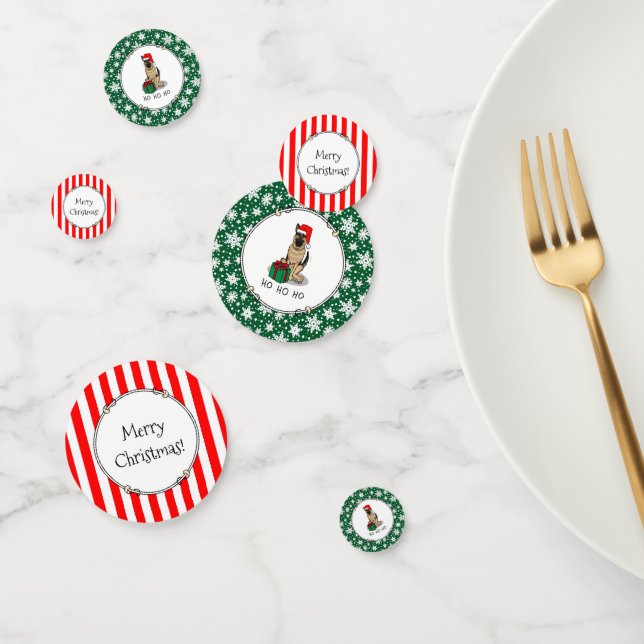 Christmas Santa Hat German Shepherd Dog Cute Confetti (Group)