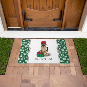 Christmas Santa Hat German Shepherd Dog Cute Doormat